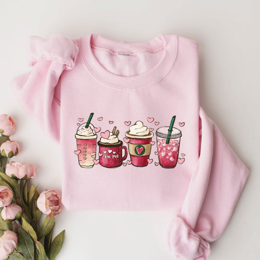 Valentine Coffee Heart Sweatshirt, Womens Cute Valentine Shirt, Cozy Love Sweatshirt, Women Valentine Sweater, Funny Valentine Gift for Her