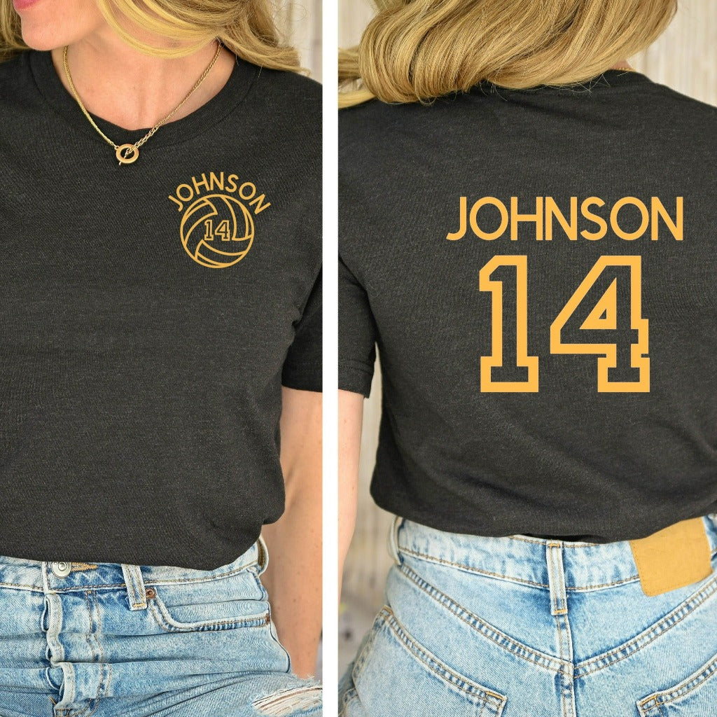 Custom VOLLEYBALL Mom Shirt, Personalized Volleyball TShirt, Volleyball Game Mama Graphic Tee, Custom Name and Number Volleyball Fan Shirt