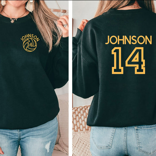 Custom VOLLEYBALL Mom Sweatshirt, Personalized Volleyball Crewneck, Game Day Hoodie, Name and Number Volleyball Team Fan Sweatshirt