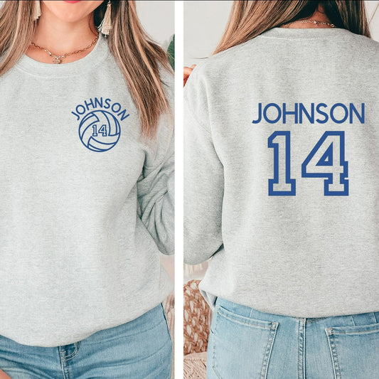 Custom VOLLEYBALL Mom Sweatshirt, Personalized Volleyball Crewneck, Game Day Hoodie, Name and Number Volleyball Team Fan Sweatshirt