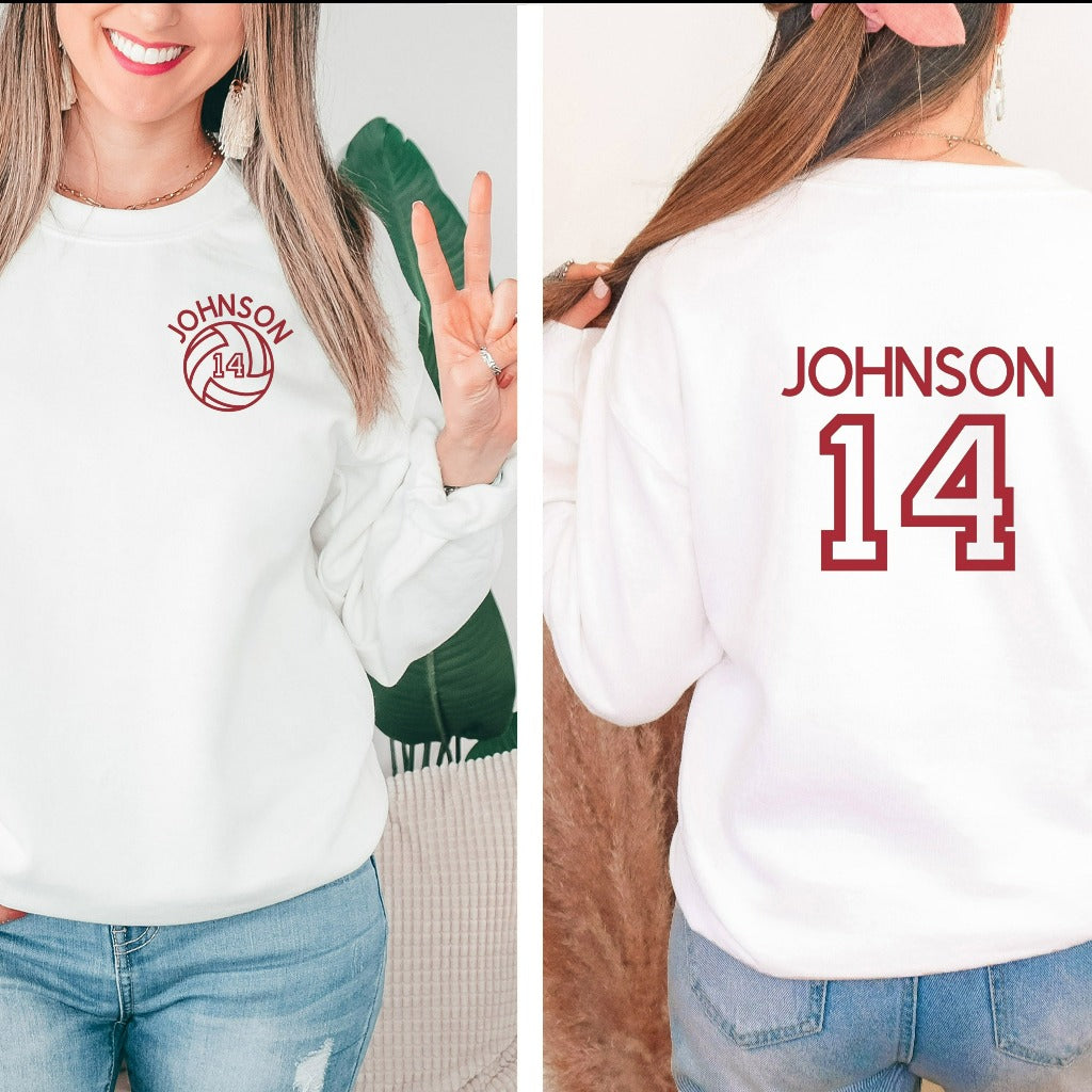 Custom VOLLEYBALL Mom Sweatshirt, Personalized Volleyball Crewneck, Game Day Hoodie, Name and Number Volleyball Team Fan Sweatshirt