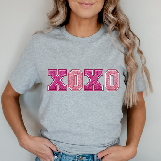 XOXO Valentine's Day Shirt, Faux Chenille Hugs and Kisses TShirt, Girlfriend Valentine Gift, Valentines Day Gift for Her, Love Wins Shirt