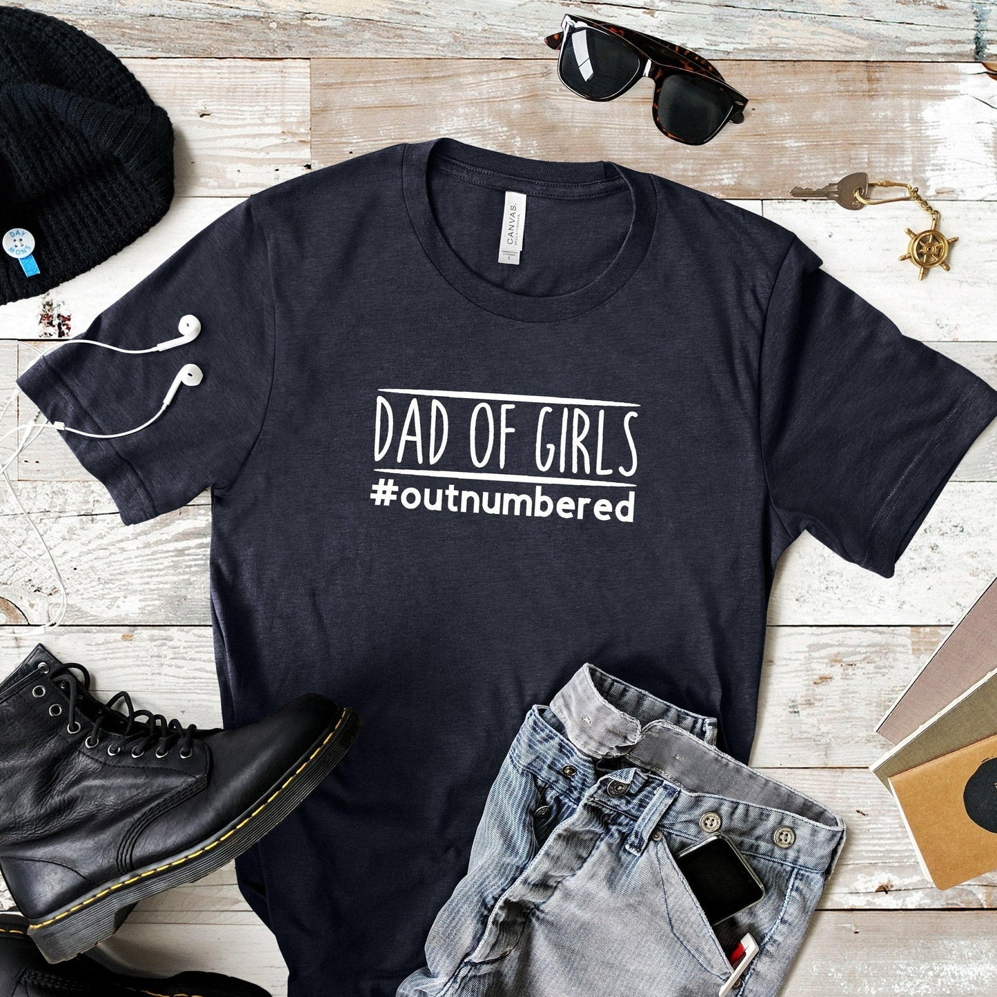 Dad of Girls Outnumbered Shirt, Dad of Girls T-Shirt, Gift for New Dad, Outnumbered Dad TShirt, Fathers Day Gift