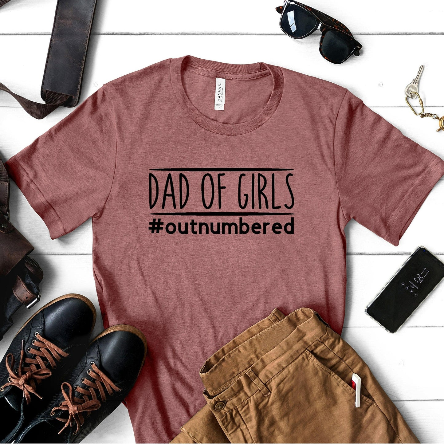 Dad of Girls Outnumbered Shirt, Dad of Girls T-Shirt, Gift for New Dad, Outnumbered Dad TShirt, Fathers Day Gift
