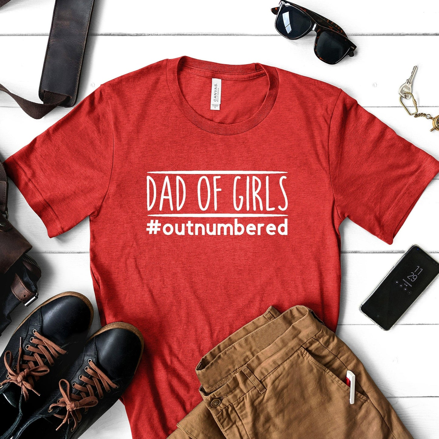 Dad of Girls Outnumbered Shirt, Dad of Girls T-Shirt, Gift for New Dad, Outnumbered Dad TShirt, Fathers Day Gift