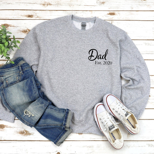 Dad Est 2024 Crewneck Sweatshirt, Personalized New Dad Shirt, New Dad Sweatshirt, First Time Dad, Fathers Day Gift