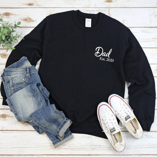 Dad Est 2024 Crewneck Sweatshirt, Personalized New Dad Shirt, New Dad Sweatshirt, First Time Dad, Fathers Day Gift