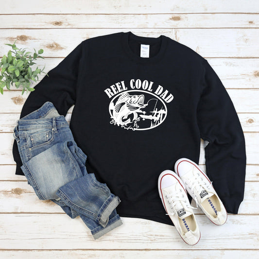 Reel Cool Dad Sweatshirt, Dad Fishing Crewneck, Dad Fishing Birthday Gift, Dad Tshirts, Dad Fisherman Shirt