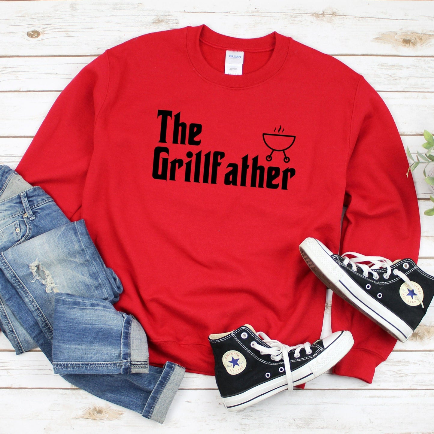 The Grillfather Sweatshirt, Grill Father Crewneck, Fathers Day Gift, Dad Gift from Wife from Kids, Funny BBQ Shirt