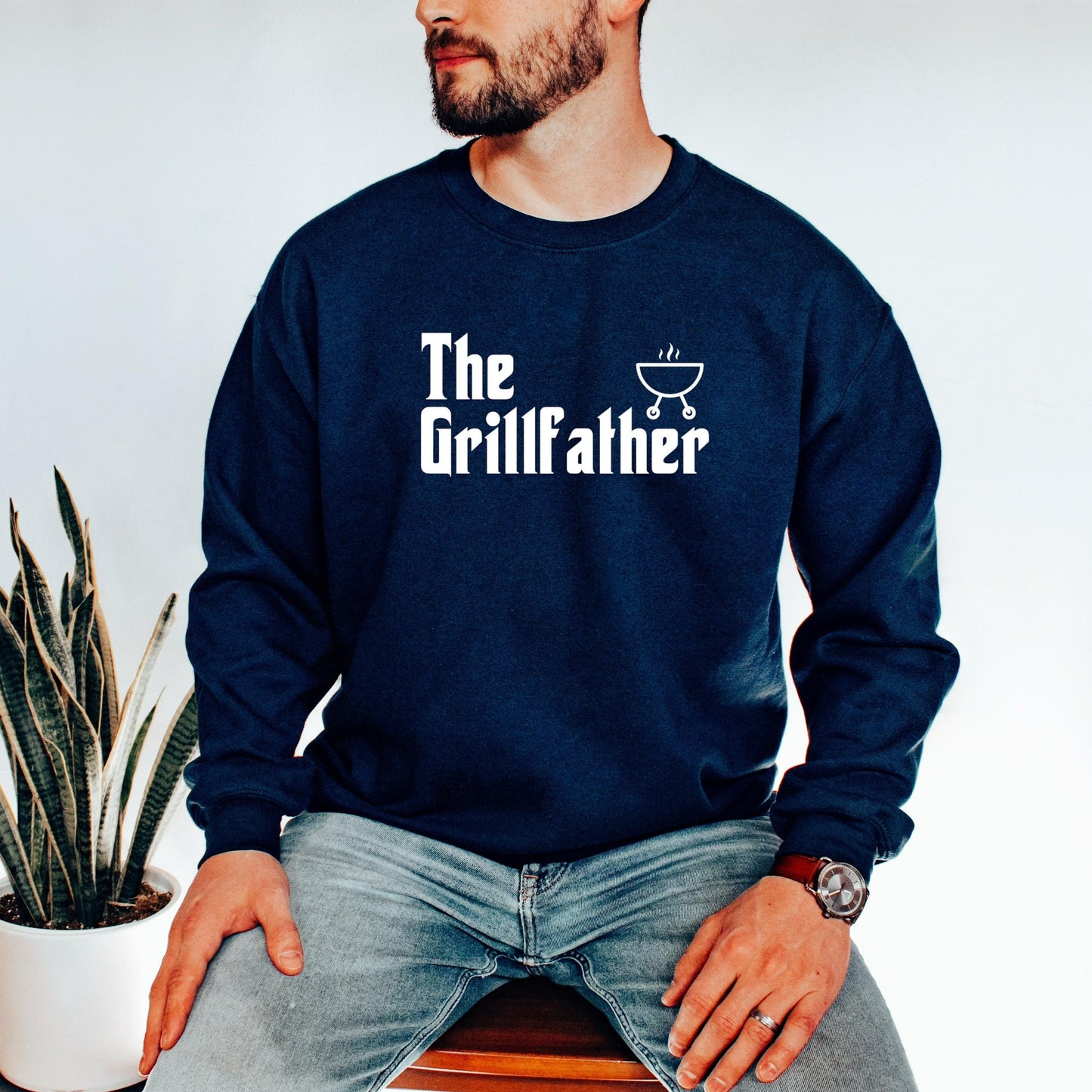 The Grillfather Sweatshirt, Grill Father Crewneck, Fathers Day Gift, Dad Gift from Wife from Kids, Funny BBQ Shirt