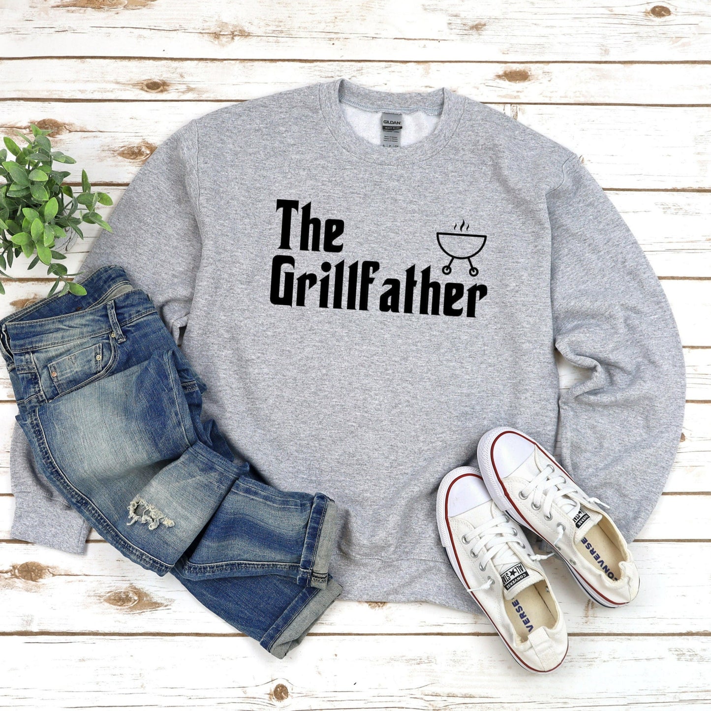 The Grillfather Sweatshirt, Grill Father Crewneck, Fathers Day Gift, Dad Gift from Wife from Kids, Funny BBQ Shirt