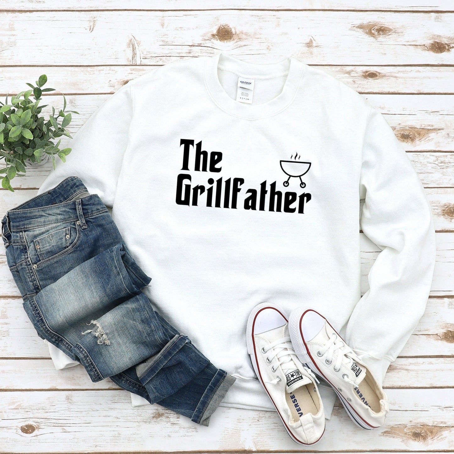 The Grillfather Sweatshirt, Grill Father Crewneck, Fathers Day Gift, Dad Gift from Wife from Kids, Funny BBQ Shirt