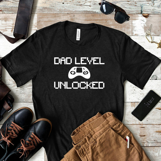 Dad Level Unlocked Shirt, New Dad Graphic Tee, Pregnancy Baby Announcement, Daddy to Be Shirt