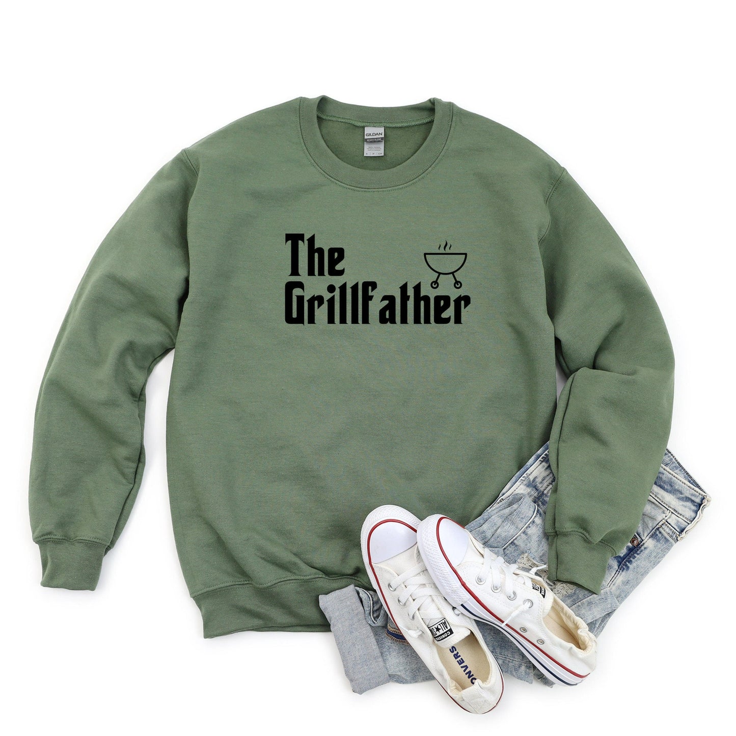 The Grillfather Sweatshirt, Grill Father Crewneck, Fathers Day Gift, Dad Gift from Wife from Kids, Funny BBQ Shirt