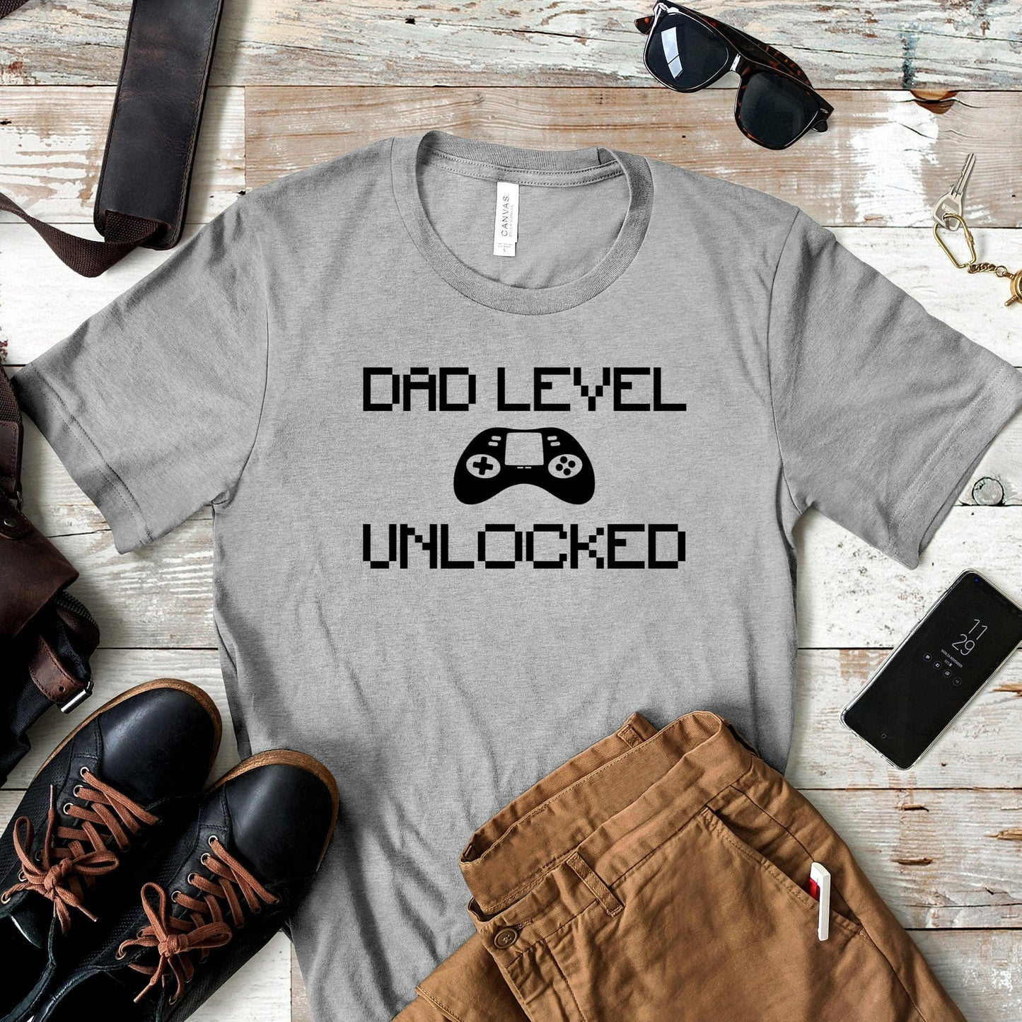 Dad Level Unlocked Shirt, New Dad Graphic Tee, Pregnancy Baby Announcement, Daddy to Be Shirt