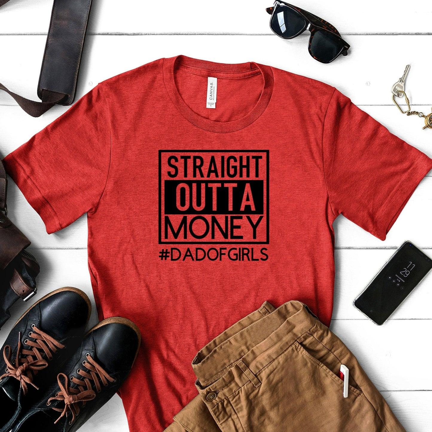 Straight Outta Money Shirt, Dad Graphic Tee, Fathers Day Gift from Wife from Daughter, Funny Dad Shirt
