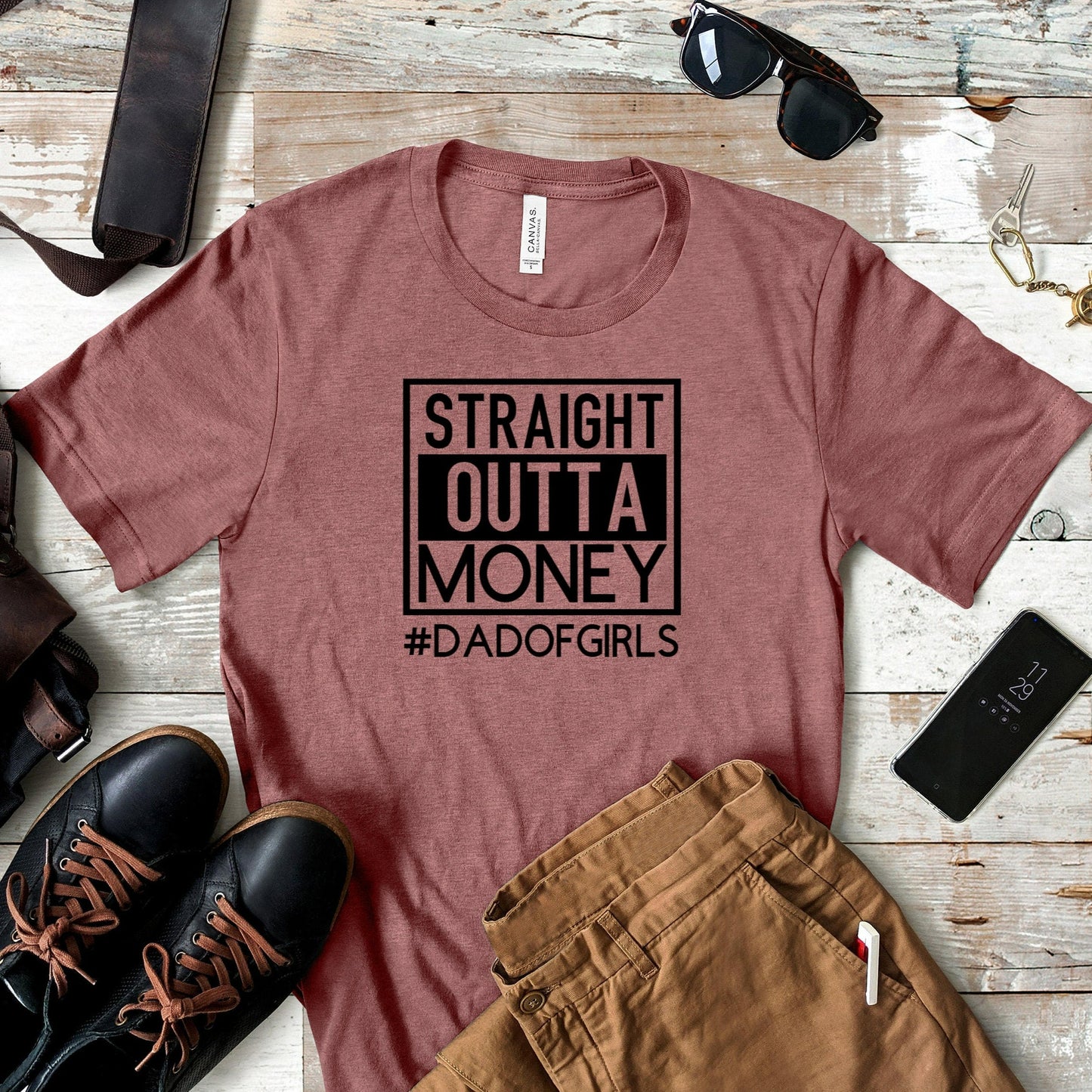 Straight Outta Money Shirt, Dad Graphic Tee, Fathers Day Gift from Wife from Daughter, Funny Dad Shirt
