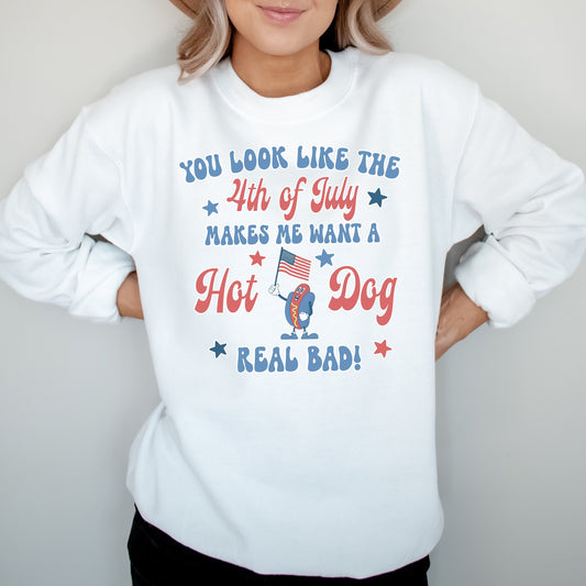 You Look Like the 4th of July Sweatshirt, Funny Fourth of July Crewneck, 4th July Hot Dog Shirt, Independence Day Sweater