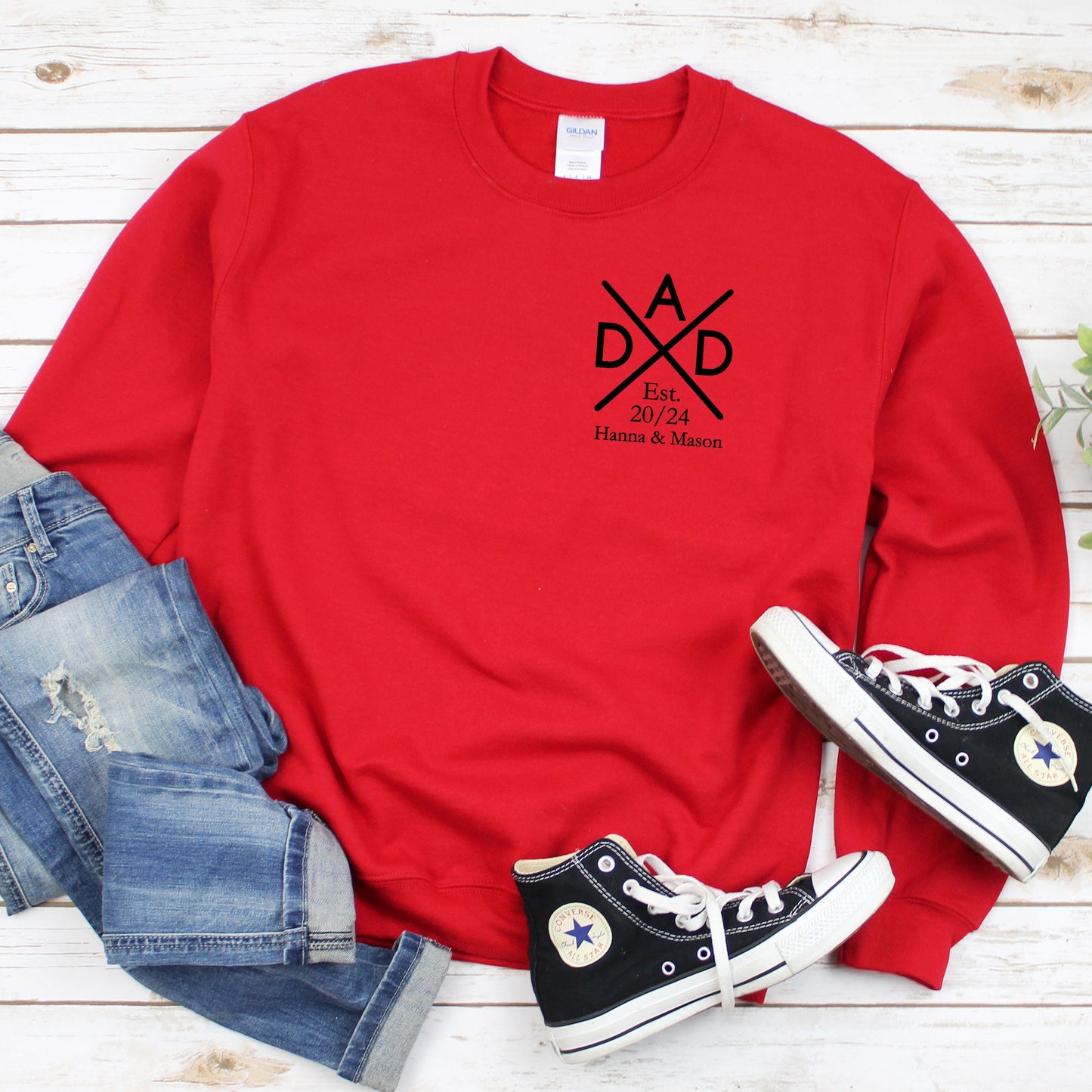 Personalized Father Sweatshirt, Father's Day gift, Crewneck with Child's Name And Birth Year, Dad Gift Idea