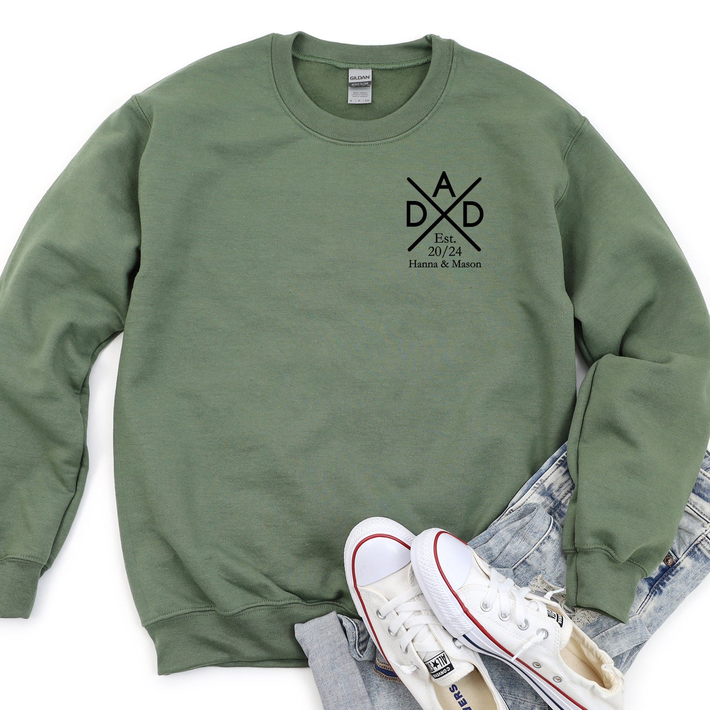 Personalized Father Sweatshirt, Father's Day gift, Crewneck with Child's Name And Birth Year, Dad Gift Idea