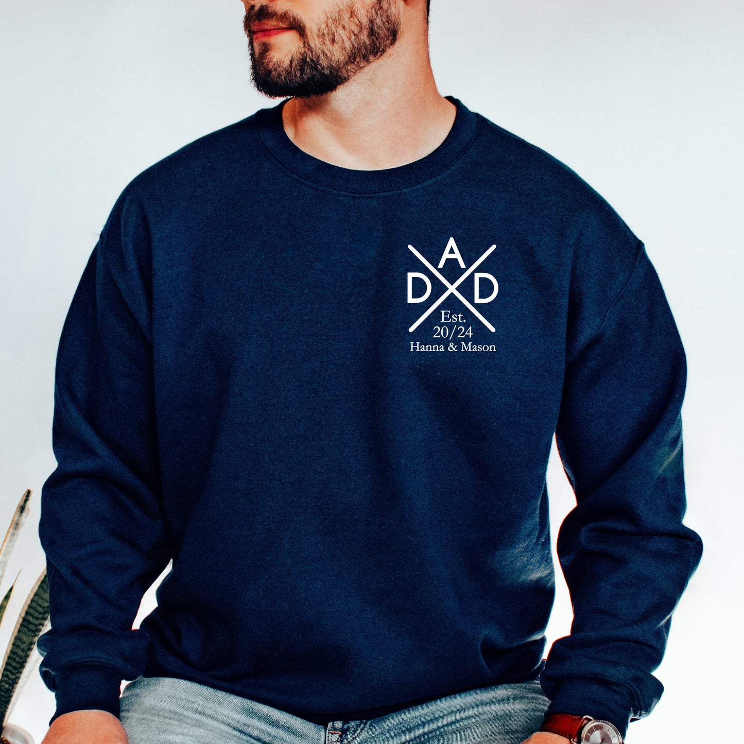 Personalized Father Sweatshirt, Father's Day gift, Crewneck with Child's Name And Birth Year, Dad Gift Idea