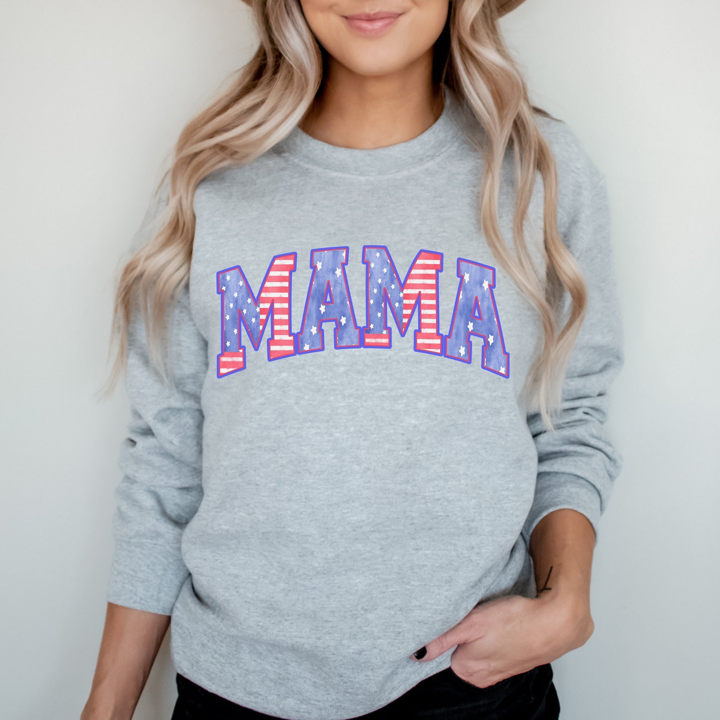 American Mama Sweatshirt, Mama Crewneck, 4th of July Shirt, Patriotic Mom Sweater, USA Fourth of July Outfit