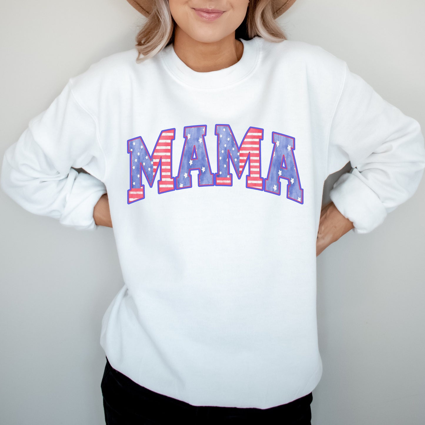 American Mama Sweatshirt, Mama Crewneck, 4th of July Shirt, Patriotic Mom Sweater, USA Fourth of July Outfit