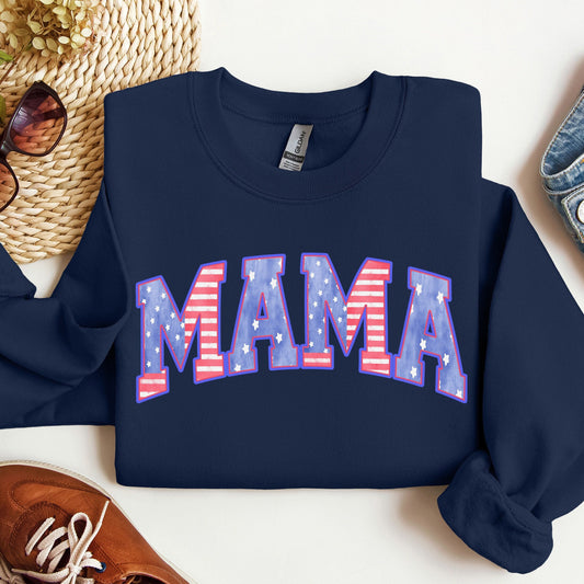 American Mama Sweatshirt, Mama Crewneck, 4th of July Shirt, Patriotic Mom Sweater, USA Fourth of July Outfit