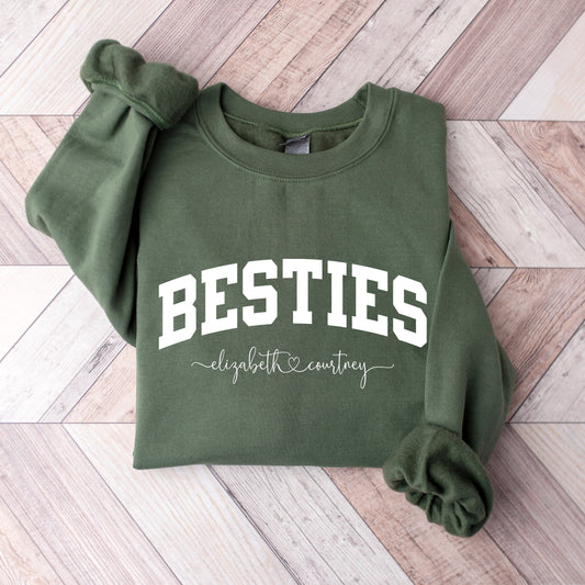 Personalized Besties Sweatshirt with Names, Best Friends Crewneck, Girls Weekend Trip Matching Sweaters, Best Friend Gift