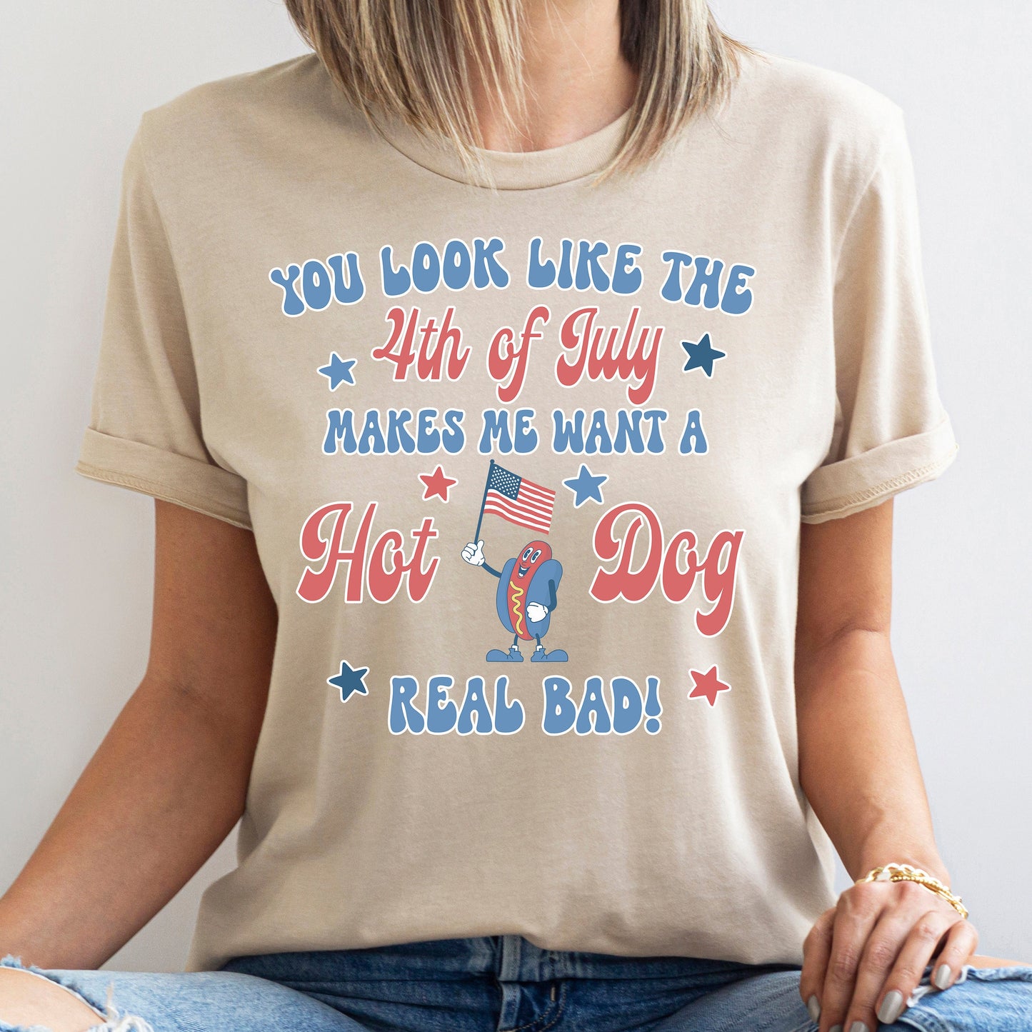 You Look Like the 4th of July Shirt, Funny Fourth of July Shirt, 4th July Hot Dog Graphic Tee, Independence Day Tee