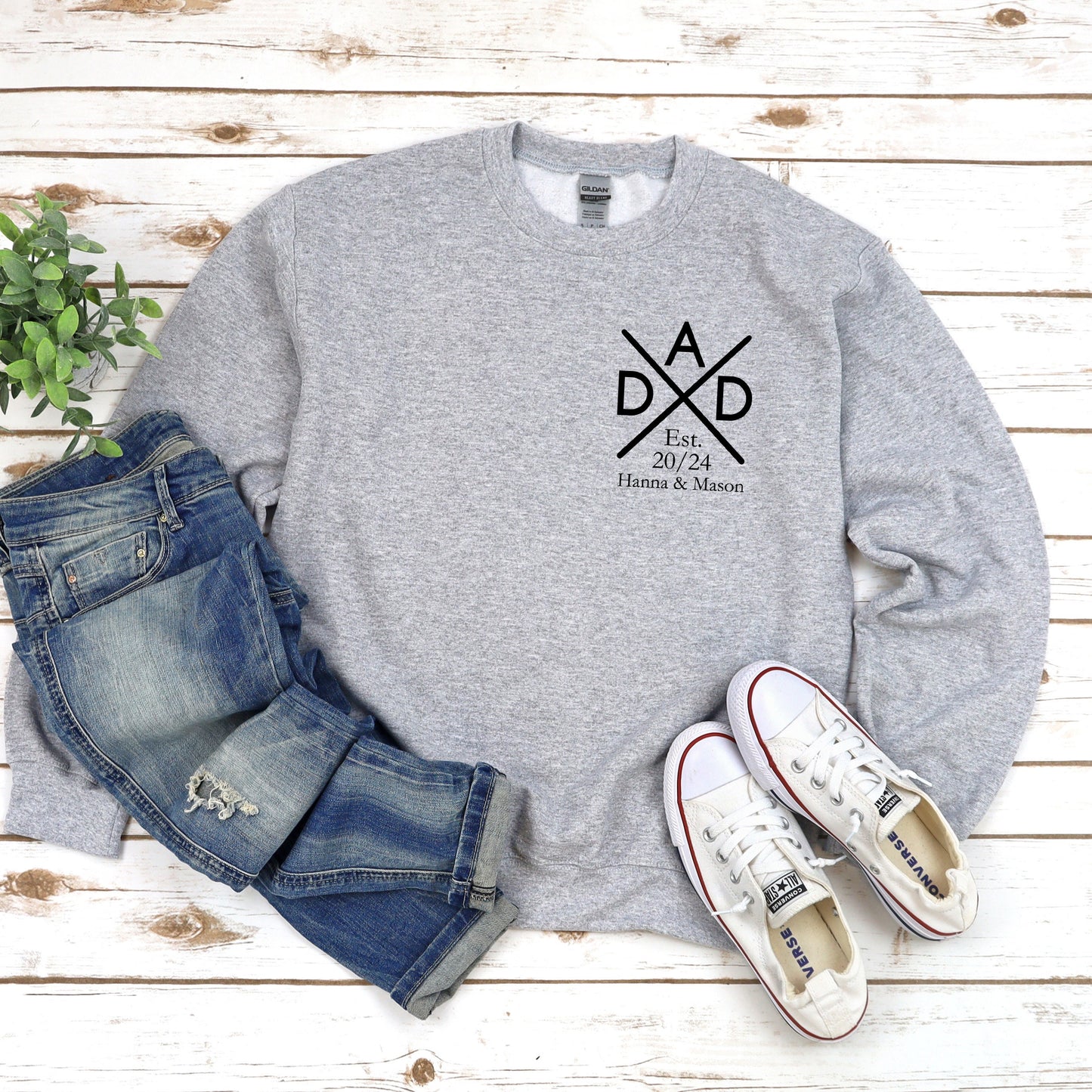 Personalized Father Sweatshirt, Father's Day gift, Crewneck with Child's Name And Birth Year, Dad Gift Idea