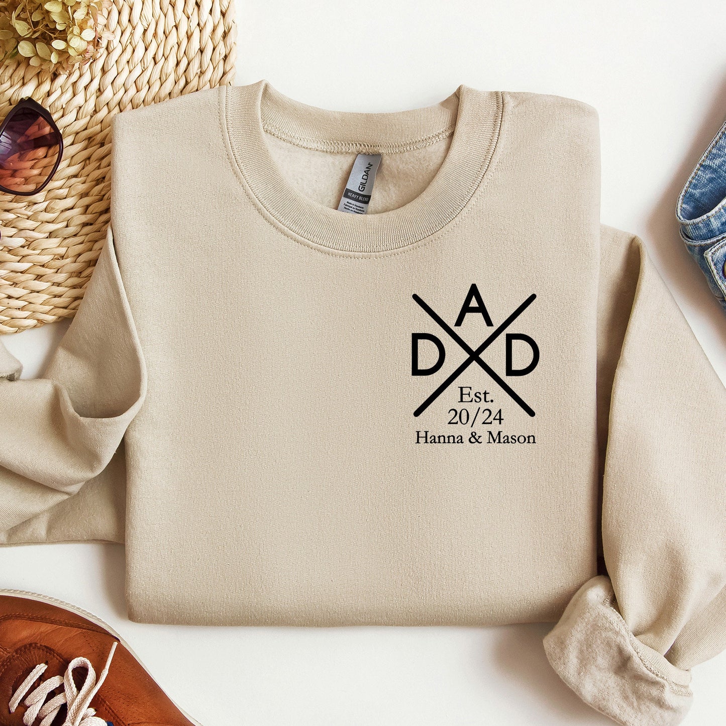 Personalized Father Sweatshirt, Father's Day gift, Crewneck with Child's Name And Birth Year, Dad Gift Idea