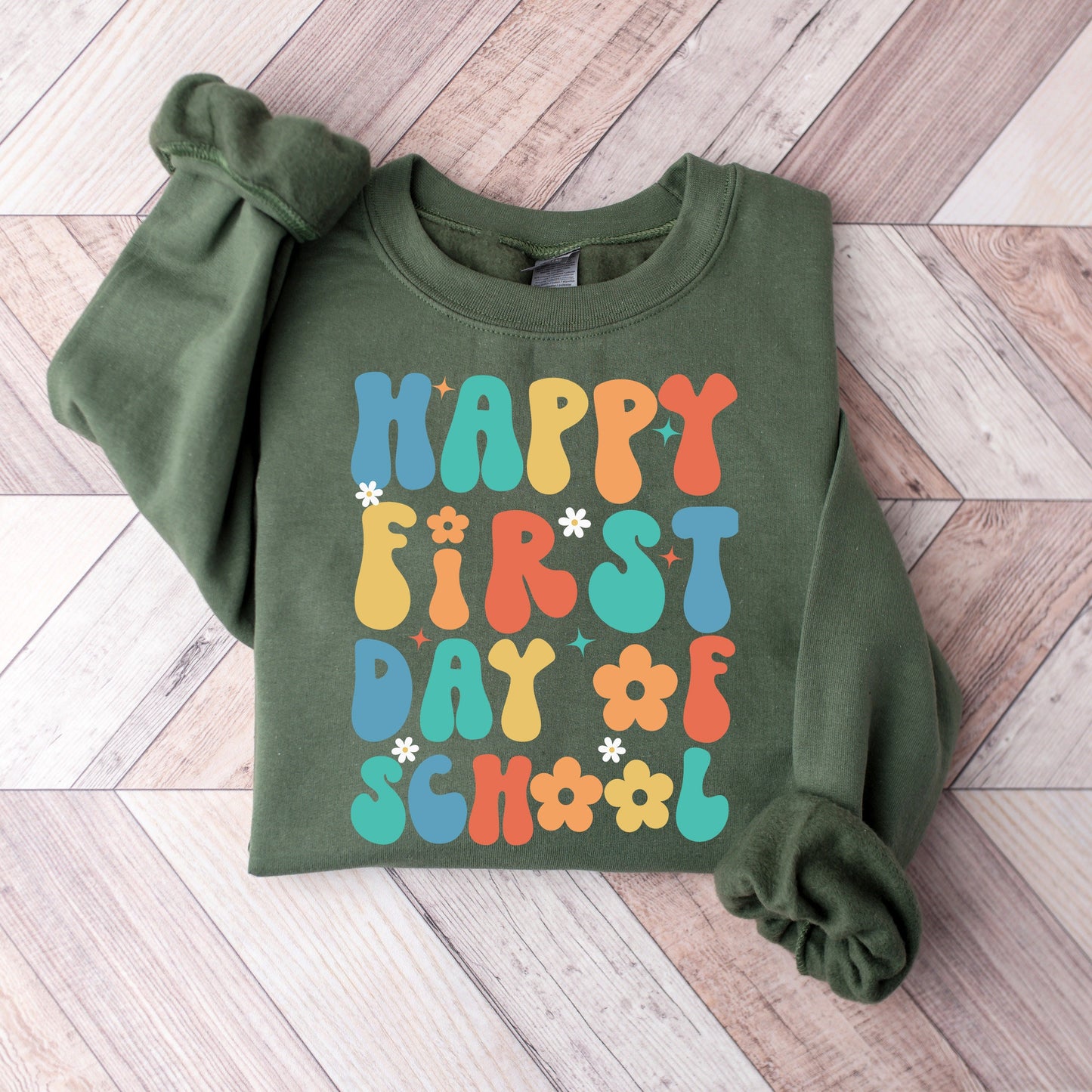 First Day of School Teacher Sweatshirt, Back to School Teacher Crewneck, Happy 1st Day of School Sweater