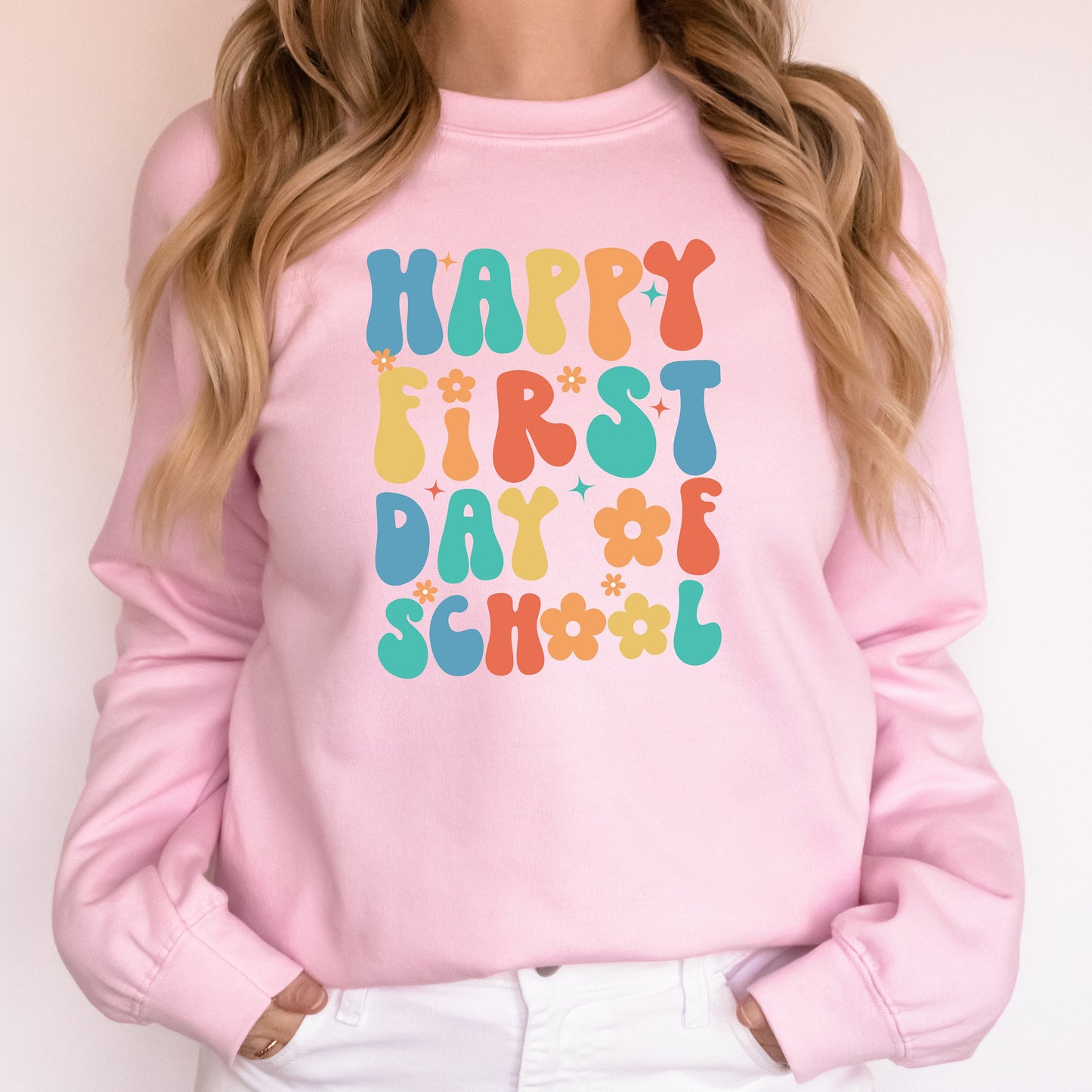 First Day of School Teacher Sweatshirt, Back to School Teacher Crewneck, Happy 1st Day of School Sweater