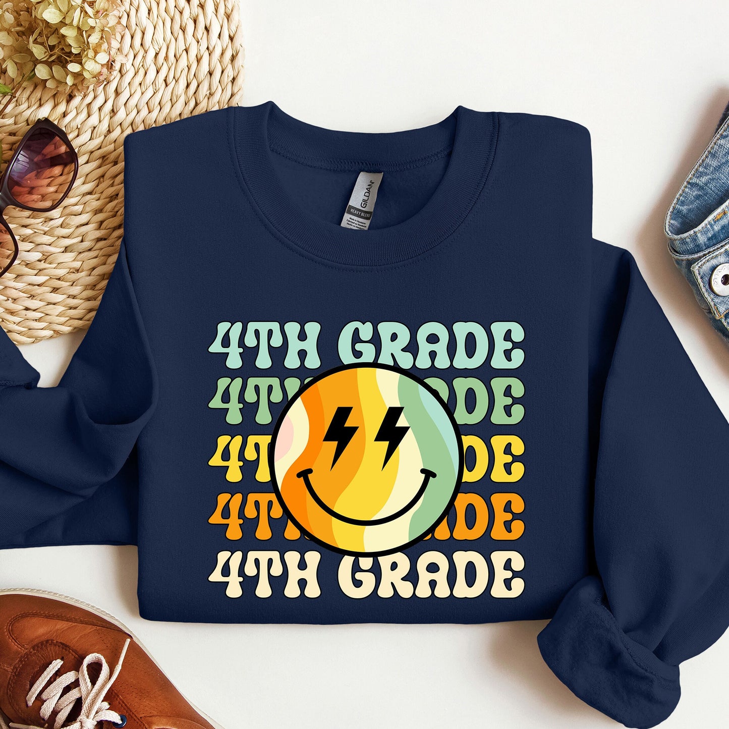 Retro School Grade Sweatshirt, Back to School Teacher Crewneck, First Day of School Shirt, Teacher Gift