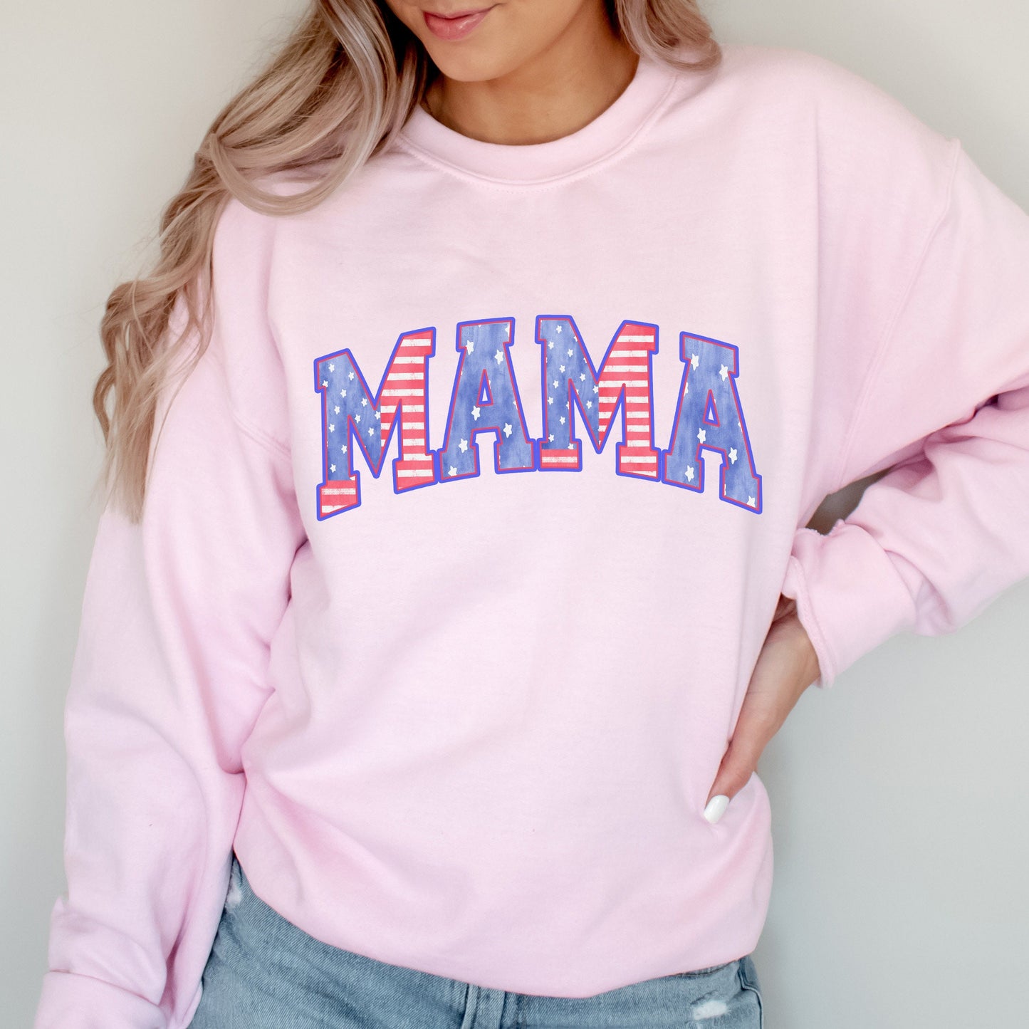 American Mama Sweatshirt, Mama Crewneck, 4th of July Shirt, Patriotic Mom Sweater, USA Fourth of July Outfit