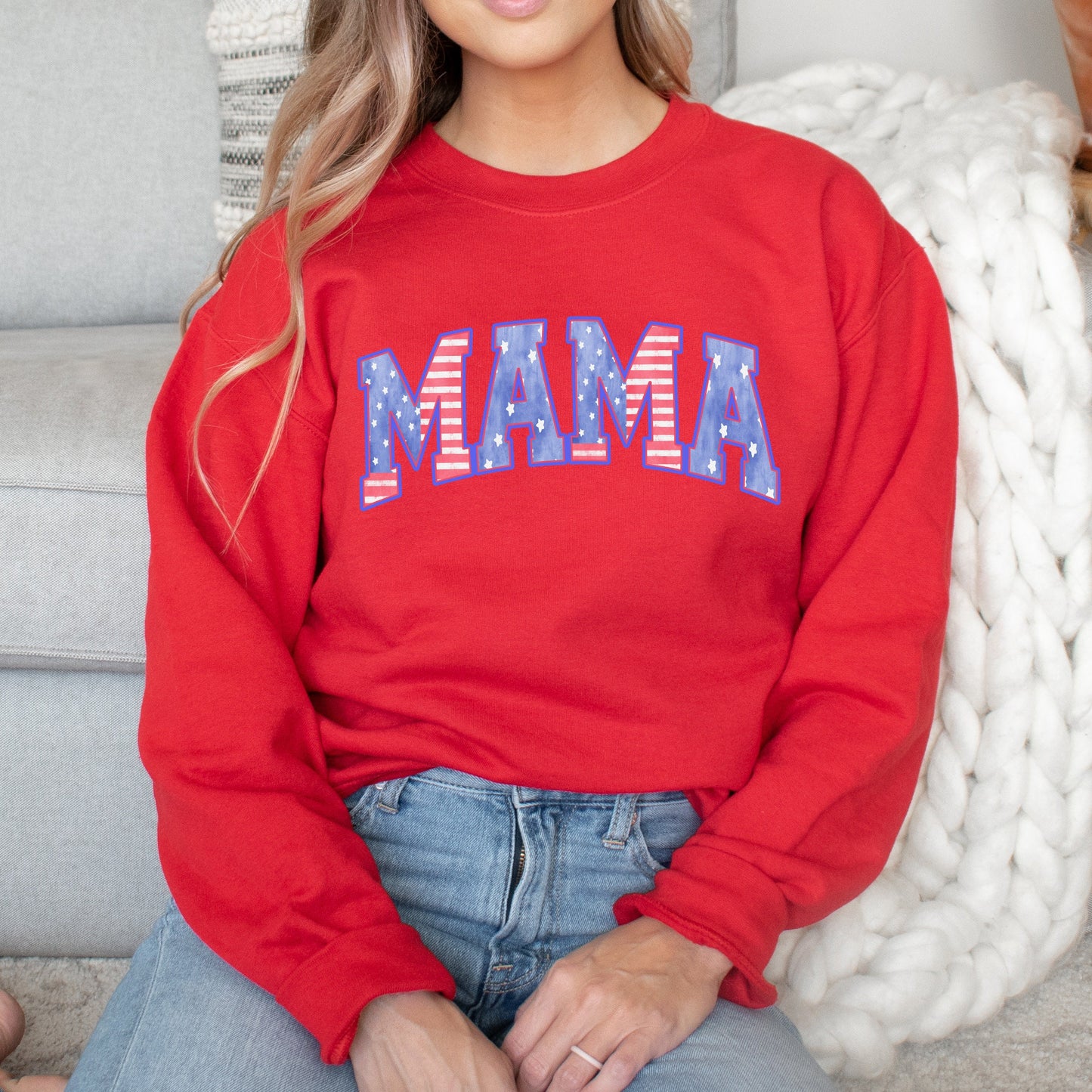 American Mama Sweatshirt, Mama Crewneck, 4th of July Shirt, Patriotic Mom Sweater, USA Fourth of July Outfit