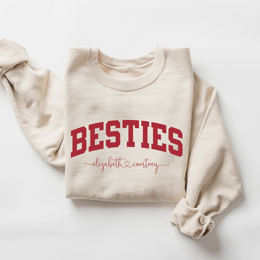 Personalized Besties Sweatshirt with Names, Best Friends Crewneck, Girls Weekend Trip Matching Sweaters, Best Friend Gift