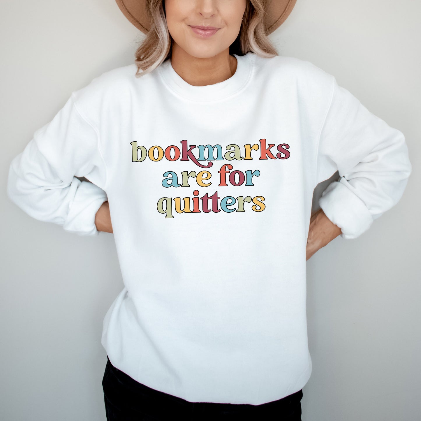 Bookmarks Are For Quitters Sweatshirt, Teacher Shirts, Gift for Book Lovers, Funny Librarian Crewneck