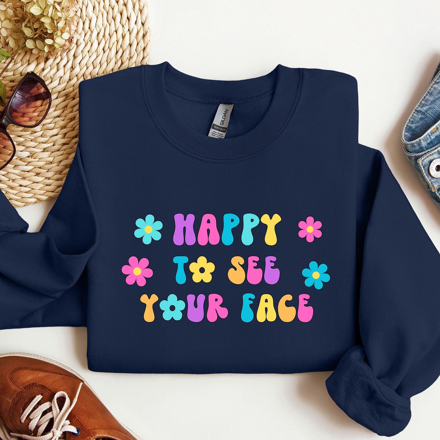 Teacher Sweatshirt, Back to School Teacher Crewneck, Happy to See Your Face Sweater, 1st Day of School