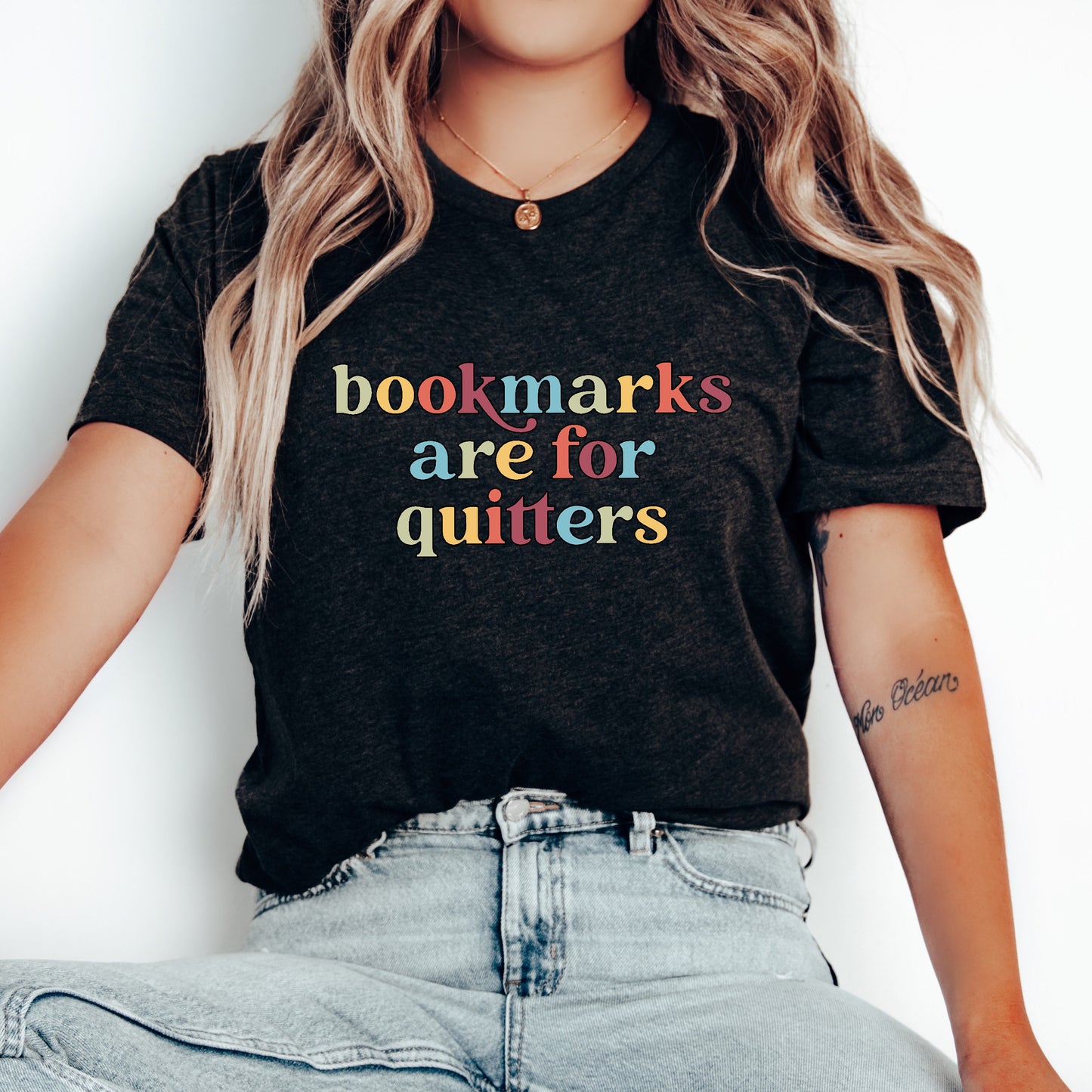 Bookmarks Are For Quitters Shirt, Teacher TShirts, Gift for Book Lovers, Funny Librarian Graphic Tee, Reading Shirt