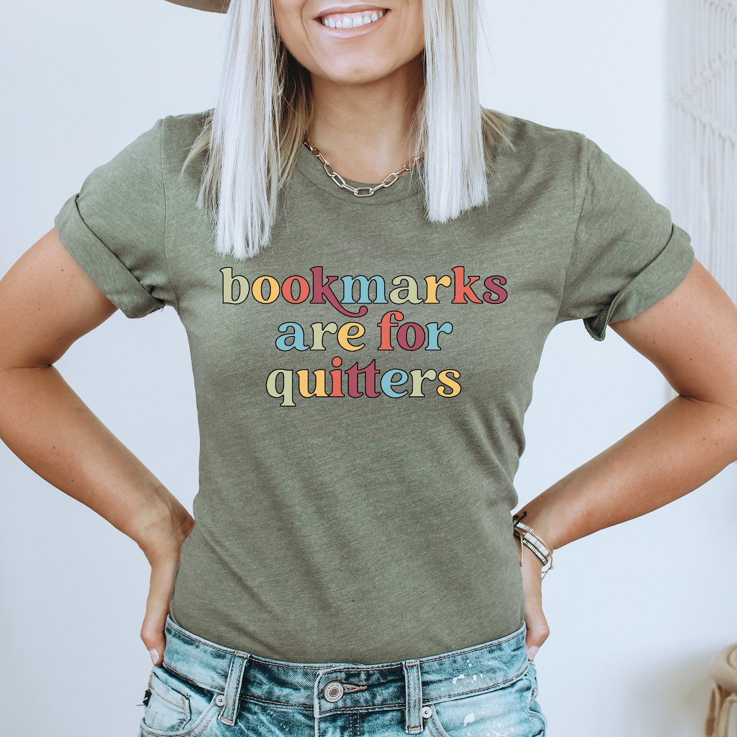 Bookmarks Are For Quitters Shirt, Teacher TShirts, Gift for Book Lovers, Funny Librarian Graphic Tee, Reading Shirt