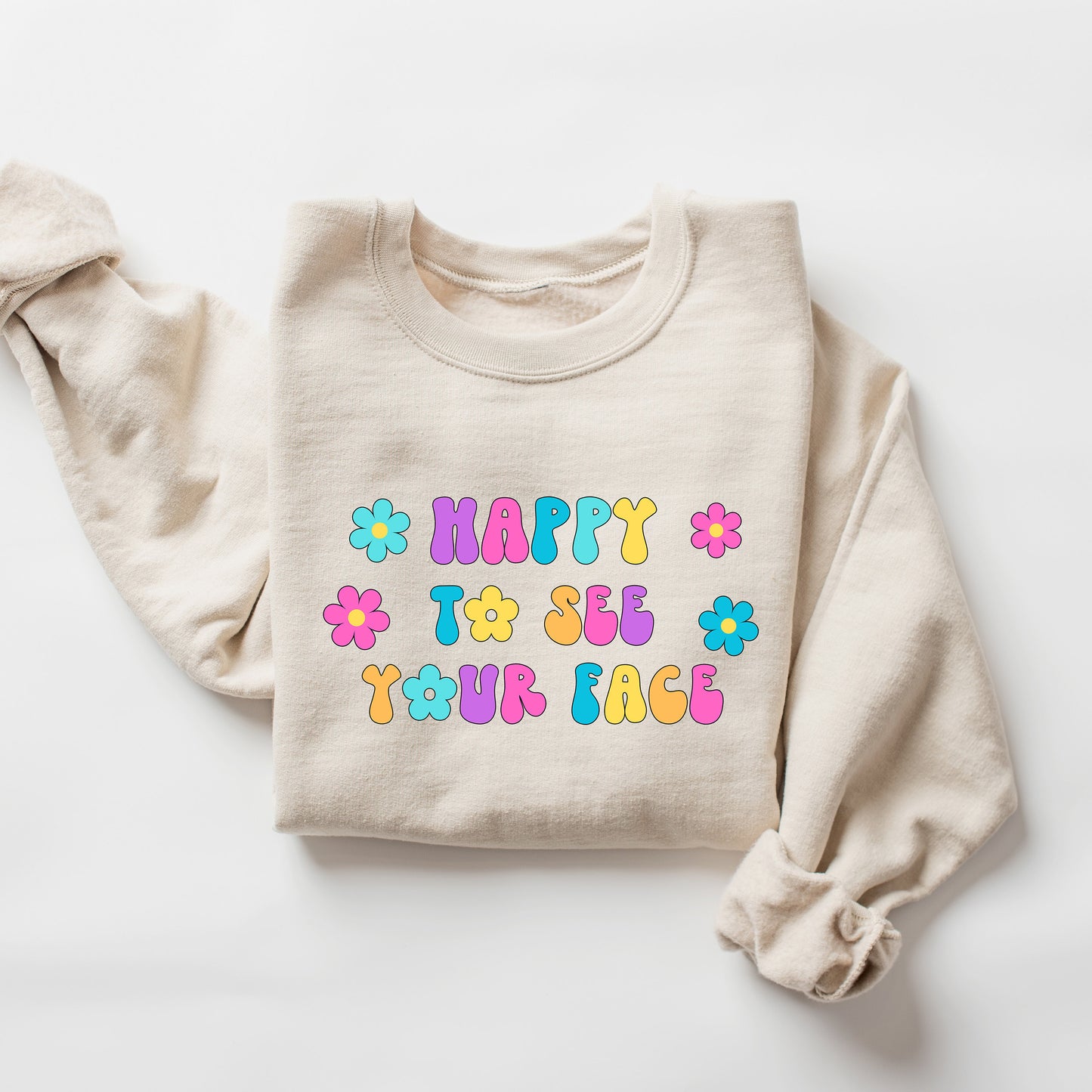 Teacher Sweatshirt, Back to School Teacher Crewneck, Happy to See Your Face Sweater, 1st Day of School