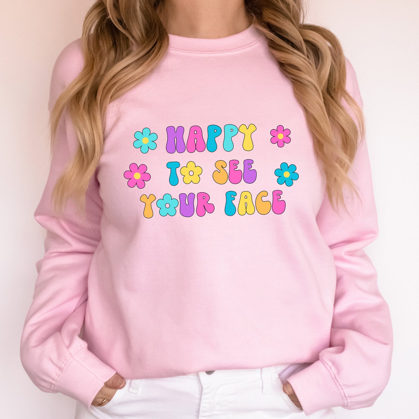 Teacher Sweatshirt, Back to School Teacher Crewneck, Happy to See Your Face Sweater, 1st Day of School