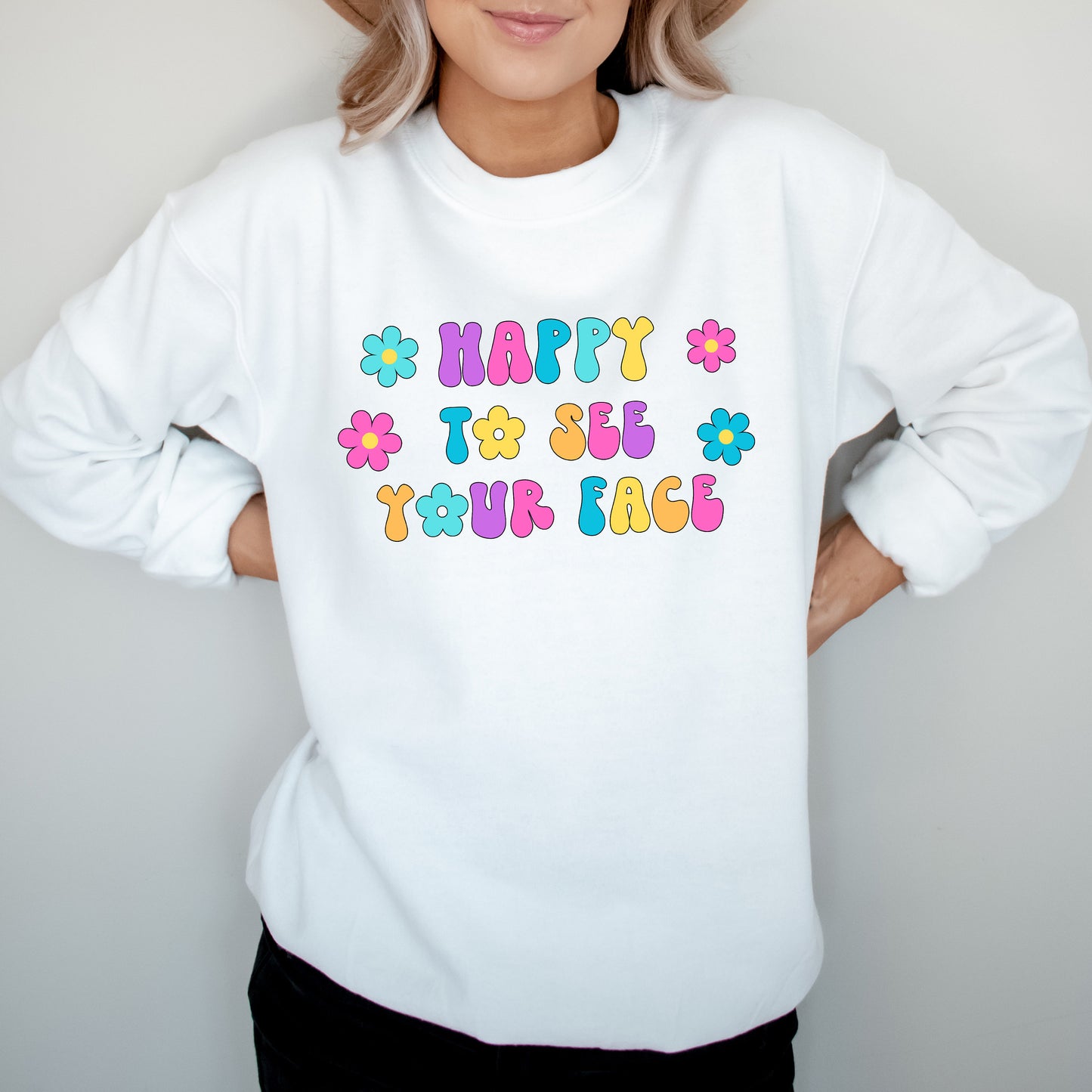 Teacher Sweatshirt, Back to School Teacher Crewneck, Happy to See Your Face Sweater, 1st Day of School