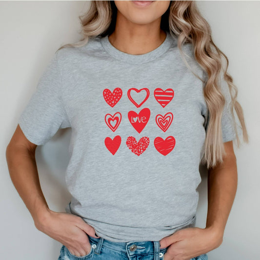 Womens Valentine Hearts Shirt, Cute Valentines TShirt, Retro Valentine Graphic Tee, Funny Love Sweatshirt, Valentine's Day Party Tee