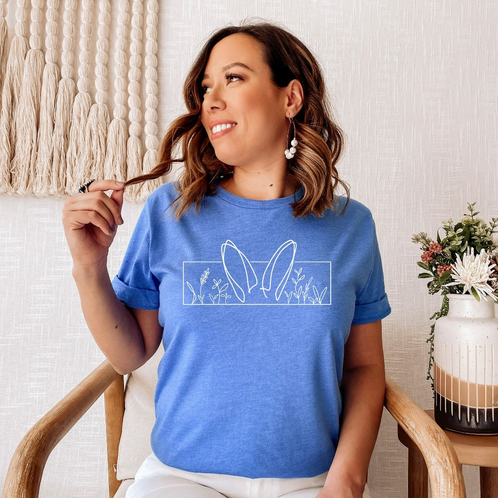 easter shirts for her, bunny ears t-shirt, bunny tshirt, easter bunny graphic tee, spring shirt