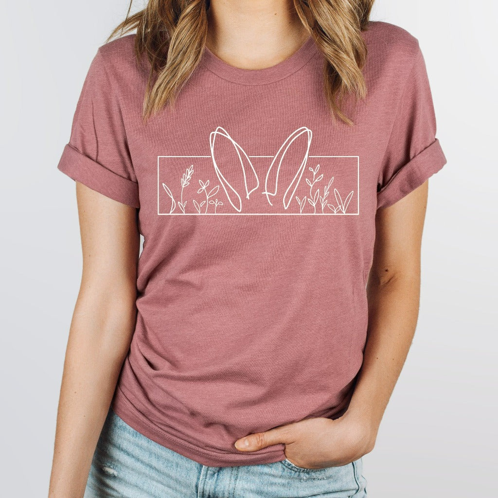 easter shirts for her, bunny ears t-shirt, bunny tshirt, easter bunny graphic tee, spring shirt