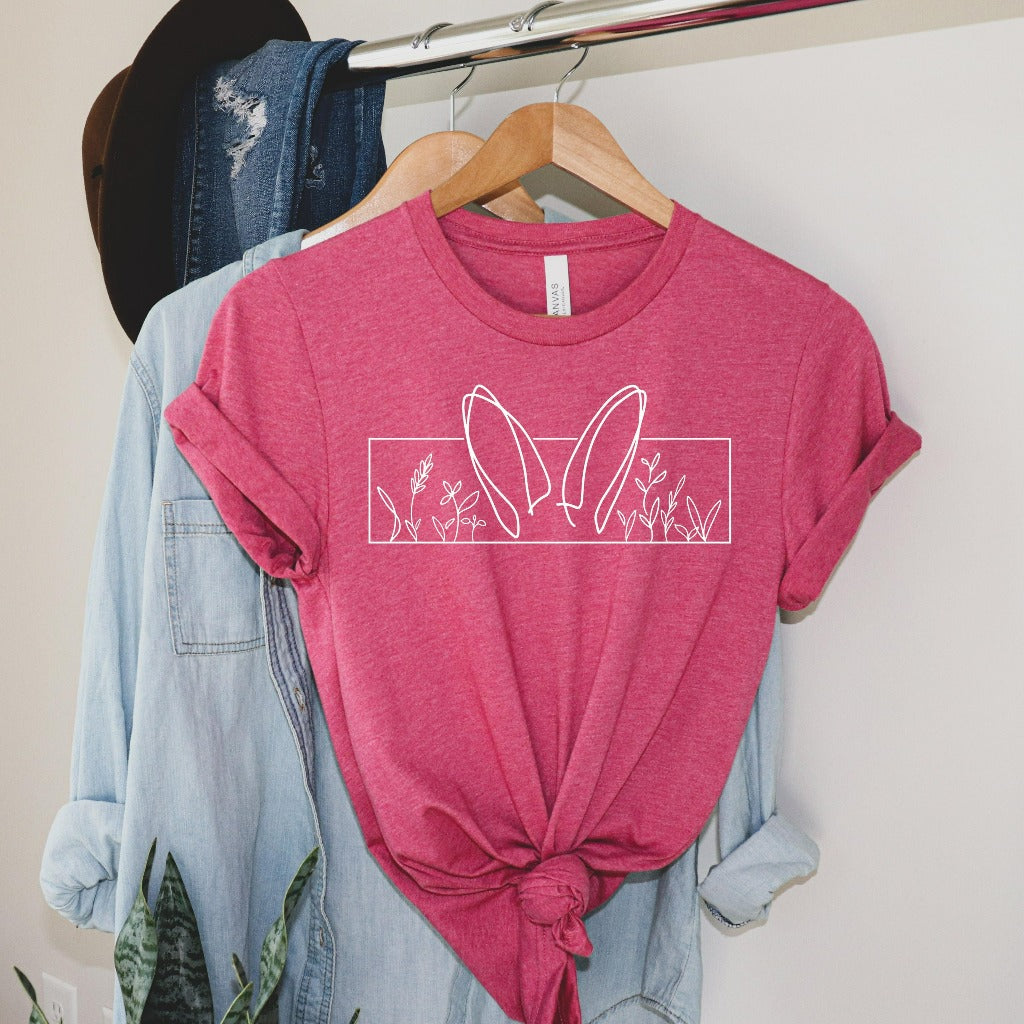 easter shirts for her, bunny ears t-shirt, bunny tshirt, easter bunny graphic tee, spring shirt