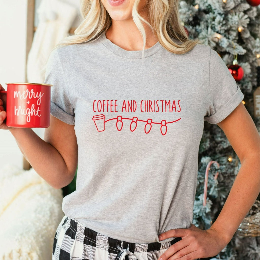 coffee and christmas shirt, i run on coffee and christmas cheer, cute christmas tshirt for her, holiday shirts for mom
